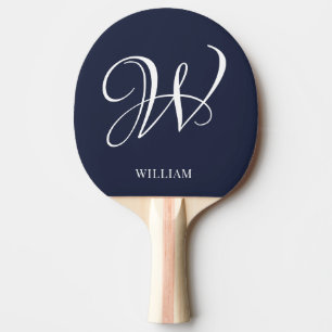 Initial Personalisiert Elegant Navy Blue Monogram Tischtennis Schläger