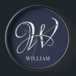 Initial Personalisiert Elegant Navy Blue Monogram Uhr<br><div class="desc">Einfache,  individuelle Erstmonogramm in moderner Typografie. Perfektes Geschenk mit persönlicher Touch</div>