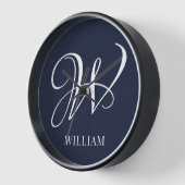 Initial Personalisiert Elegant Navy Blue Monogram Uhr (Winkel)