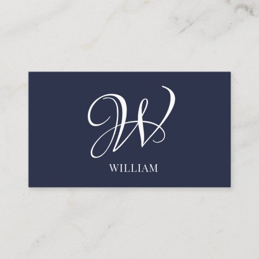 Initial Personalisiert Elegant Navy Blue Monogram Visitenkarte (Vorderseite)