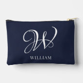 Initial Personalisiert Elegant Navy Blue Monogram Zubehörtasche (Rückseite)