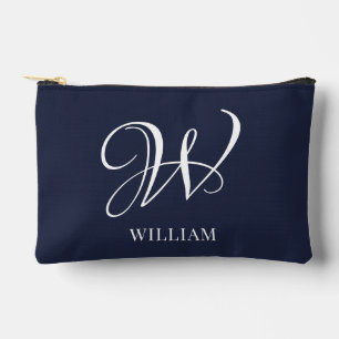 Initial Personalisiert Elegant Navy Blue Monogram Zubehörtasche