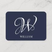 Initial Personalisiert Elegant Navy BlueMonogram Visitenkarte (Vorderseite)