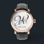 Initial Personalisiert elegant Weißes Monogramm Armbanduhr<br><div class="desc">Einfache,  individuelle Erstmonogramm in moderner Typografie. Perfektes Geschenk mit persönlicher Touch</div>