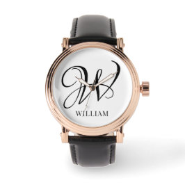 Initial Personalisiert elegant Weißes Monogramm Armbanduhr