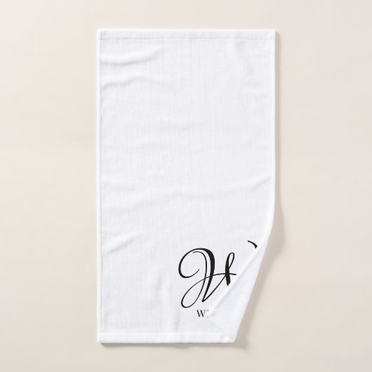 Initial Personalisiert elegant Weißes Monogramm Badhandtuch Set (Handtuch)