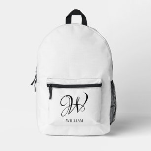 Initial Personalisiert elegant Weißes Monogramm Bedruckter Rucksack