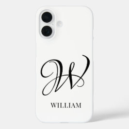 Initial Personalisiert elegant Weißes Monogramm iPhone 16 Hülle