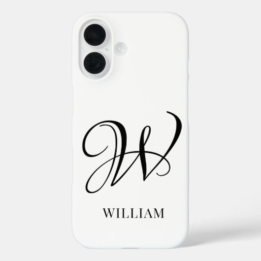 Initial Personalisiert elegant Weißes Monogramm Case-Mate iPhone Hülle (Rückseite)