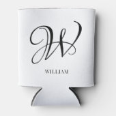 Initial Personalisiert elegant Weißes Monogramm Dosenkühler (Vorderseite)