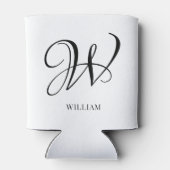 Initial Personalisiert elegant Weißes Monogramm Dosenkühler (Rückseite)