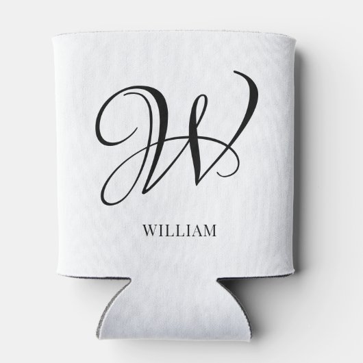 Initial Personalisiert elegant Weißes Monogramm Dosenkühler (Rückseite)