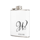 Initial Personalisiert elegant Weißes Monogramm Flachmann (Links)