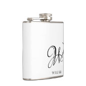 Initial Personalisiert elegant Weißes Monogramm Flachmann (Rechts)