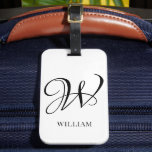 Initial Personalisiert elegant Weißes Monogramm Gepäckanhänger<br><div class="desc">Einfache,  individuelle Erstmonogramm in moderner Typografie. Perfektes Geschenk mit persönlicher Touch</div>