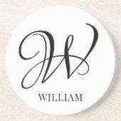Initial Personalisiert elegant Weißes Monogramm Getränkeuntersetzer (Vorne)
