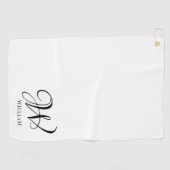 Initial Personalisiert elegant Weißes Monogramm Golfhandtuch (Horizontal)