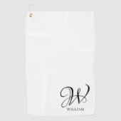 Initial Personalisiert elegant Weißes Monogramm Golfhandtuch (Vorderseite)