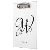 Initial Personalisiert elegant Weißes Monogramm Klemmbrett (Links)