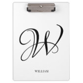 Initial Personalisiert elegant Weißes Monogramm Klemmbrett (Vorderseite)