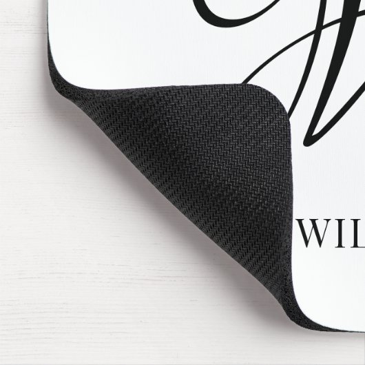 Initial Personalisiert elegant Weißes Monogramm Mousepad (Ecke)