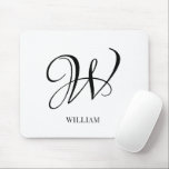 Initial Personalisiert elegant Weißes Monogramm Mousepad<br><div class="desc">Einfache,  individuelle Erstmonogramm in moderner Typografie. Perfektes Geschenk mit persönlicher Touch</div>