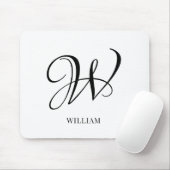 Initial Personalisiert elegant Weißes Monogramm Mousepad (Mit Mouse)