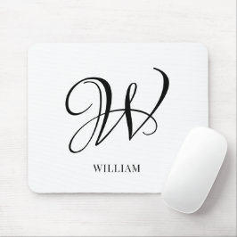 Initial Personalisiert elegant Weißes Monogramm Mousepad