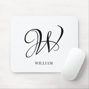 Initial Personalisiert elegant Weißes Monogramm Mousepad