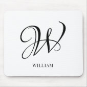 Initial Personalisiert elegant Weißes Monogramm Mousepad (Vorne)