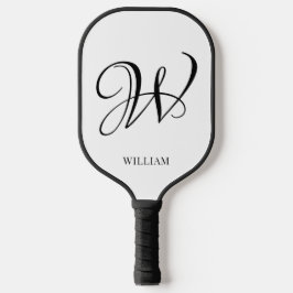 Initial Personalisiert elegant Weißes Monogramm Pickleball Schläger