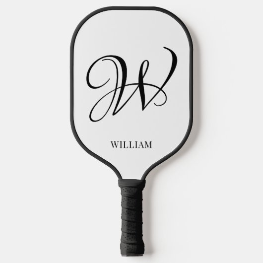 Initial Personalisiert elegant Weißes Monogramm Pickleball Schläger (Vorderseite)