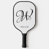 Initial Personalisiert elegant Weißes Monogramm Pickleball Schläger (Rückseite)