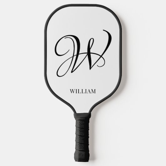Initial Personalisiert elegant Weißes Monogramm Pickleball Schläger (Rückseite)