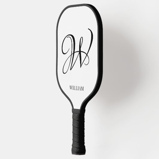 Initial Personalisiert elegant Weißes Monogramm Pickleball Schläger (Links)