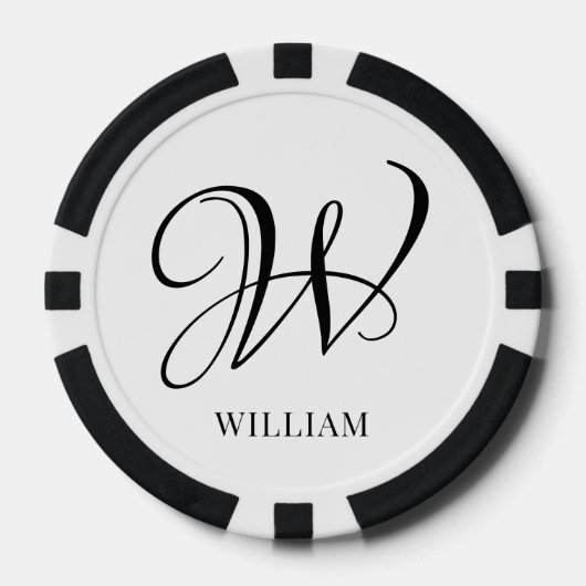 Initial Personalisiert elegant Weißes Monogramm Pokerchips (Vorderseite)