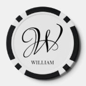 Initial Personalisiert elegant Weißes Monogramm Pokerchips (Rückseite)
