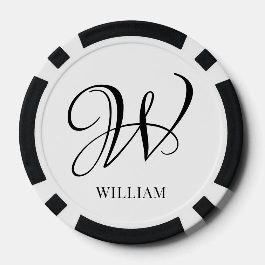 Initial Personalisiert elegant Weißes Monogramm Pokerchips (Rückseite)