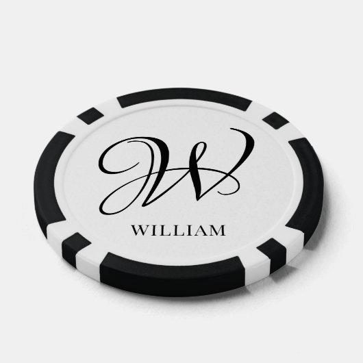 Initial Personalisiert elegant Weißes Monogramm Pokerchips (Einzeln)