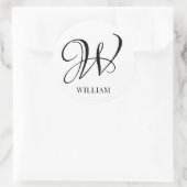 Initial Personalisiert elegant Weißes Monogramm Runder Aufkleber (Tasche)