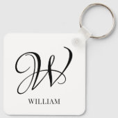 Initial Personalisiert elegant Weißes Monogramm Schlüsselanhänger (Rückseite)