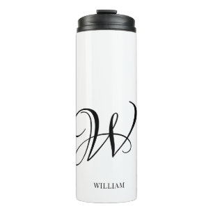 Initial Personalisiert elegant Weißes Monogramm Thermosbecher