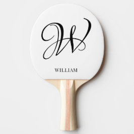 Initial Personalisiert elegant Weißes Monogramm Tischtennis Schläger