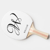 Initial Personalisiert elegant Weißes Monogramm Tischtennis Schläger (Seitenansicht)