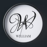 Initial Personalisiert elegant Weißes Monogramm Uhr<br><div class="desc">Einfache,  individuelle Erstmonogramm in moderner Typografie. Perfektes Geschenk mit persönlicher Touch</div>
