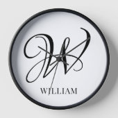 Initial Personalisiert elegant Weißes Monogramm Uhr (Vorderseite)