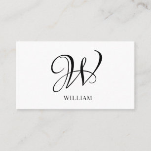 Initial Personalisiert elegant Weißes Monogramm Visitenkarte