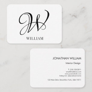 Initial Personalisiert elegant Weißes Monogramm Visitenkarte