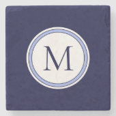 Initial personalisiert Simple Monogram | Blau Steinuntersetzer (Vorderseite)