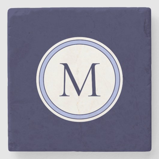 Initial personalisiert Simple Monogram | Blau Steinuntersetzer (Vorderseite)